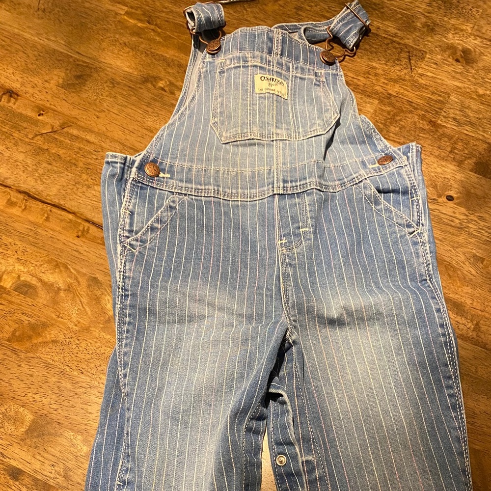 Pinstripe denim overalls